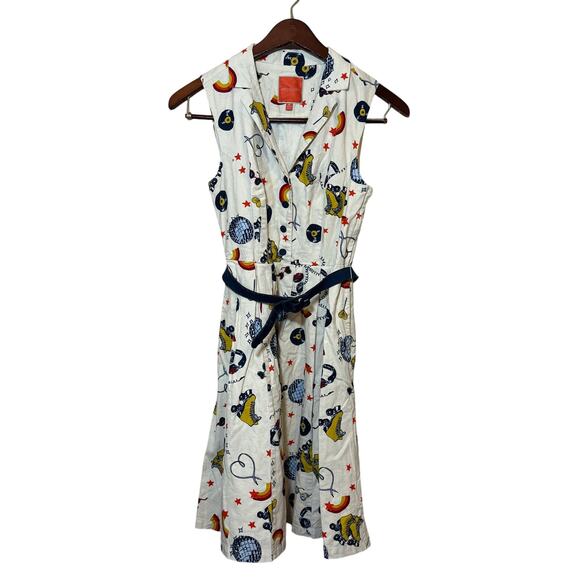 ModCloth It's an Inspired Taste Cotton Shirt Dress in Roller Disco Size Medium - Picture 1 of 8